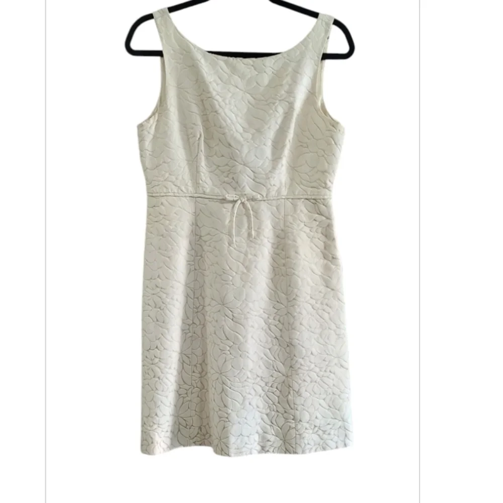 J Crew Ivory Silk Cotton Blend Floral Damask Scoop Back Dress, 10